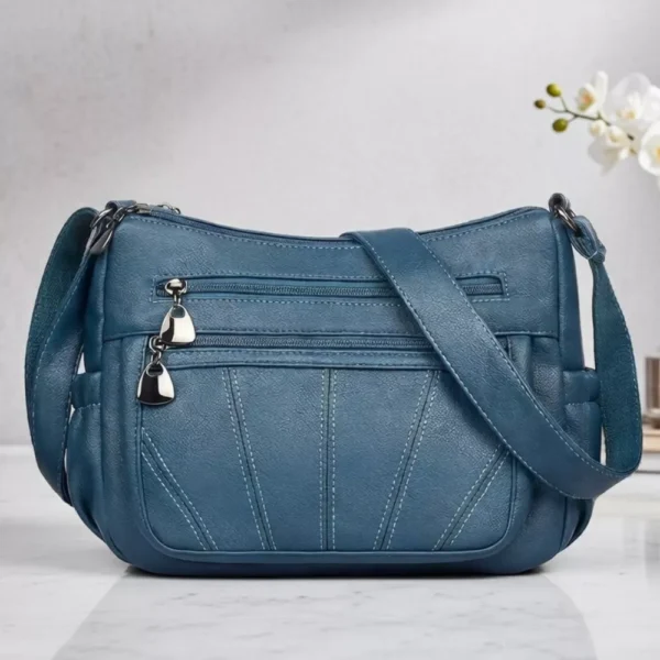 Ladies Crossbody Purse Soft PU Leather Shoulder Bag with Multi Pockets and Zipper Closure (2) Ladies Crossbody Purse Soft PU Leather Shoulder Bag with Multi Pockets and Zipper Closure