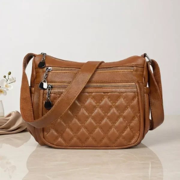 Ladies Crossbody Purse Soft PU Leather Shoulder Bag with Multi Pockets and Zipper Closure (3) Ladies Crossbody Purse Soft PU Leather Shoulder Bag with Multi Pockets and Zipper Closure