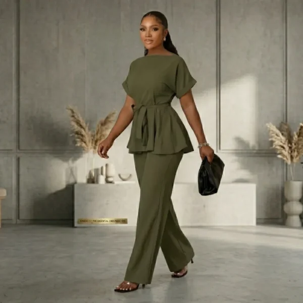 Stylish Pant Suits for Ladies - 2 Piece Peplum Top and High Waisted Flared Pants Set (4) Stylish Pant Suits for Ladies - 2 Piece Peplum Top and High Waisted Flared Pants Set Elegant Business Outfit