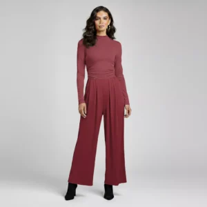 Date Night Outfit Jumpsuit for Women Long Sleeve Mock Neck Wide Leg Romper (1) Date Night Outfit Jumpsuit for Women Long Sleeve Mock Neck Wide Leg Romper