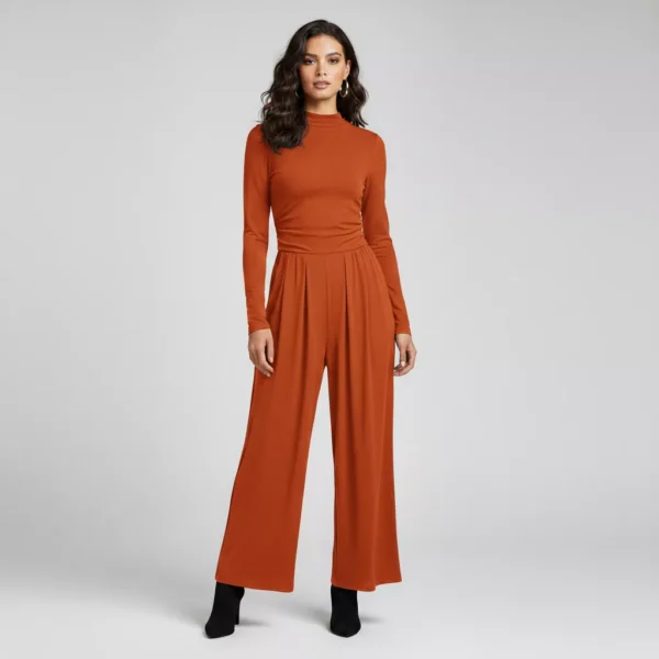 Date Night Outfit Jumpsuit for Women Long Sleeve Mock Neck Wide Leg Romper (3) Date Night Outfit Jumpsuit for Women Long Sleeve Mock Neck Wide Leg Romper