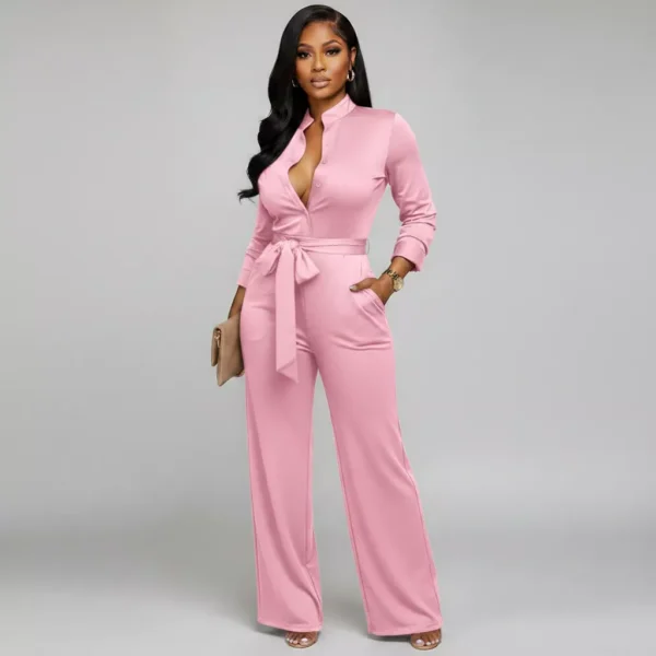 SxClub Formal Office Party Jumpsuit for Women with Belt and Pockets (1) SxClub Formal Office Party Jumpsuit for Women with Belt and Pockets