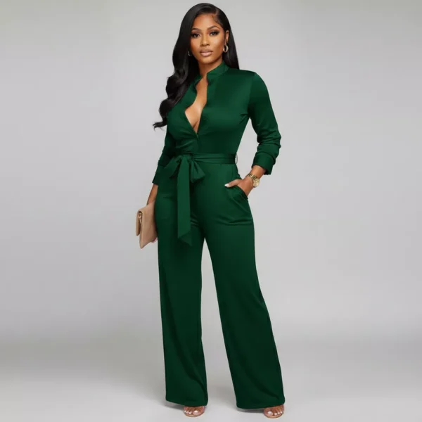 SxClub Formal Office Party Jumpsuit for Women with Belt and Pockets (4) SxClub Formal Office Party Jumpsuit for Women with Belt and Pockets