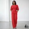 Women's Loose Short Sleeve Belted Wide Leg Jumpsuit (4) Women's Loose Short Sleeve Belted Wide Leg Jumpsuit - Casual One Piece Romper for Work and Party