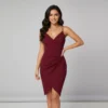 OWIN Women’s Sexy V Neck Spaghetti Strap Ruched Bodycon Party Night Club Dress (1) OWIN Women's Sexy V Neck Spaghetti Strap Ruched Bodycon Party Night Club Dress
