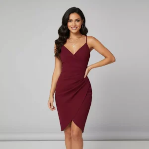 OWIN Women’s Sexy V Neck Spaghetti Strap Ruched Bodycon Party Night Club Dress (1) OWIN Women's Sexy V Neck Spaghetti Strap Ruched Bodycon Party Night Club Dress