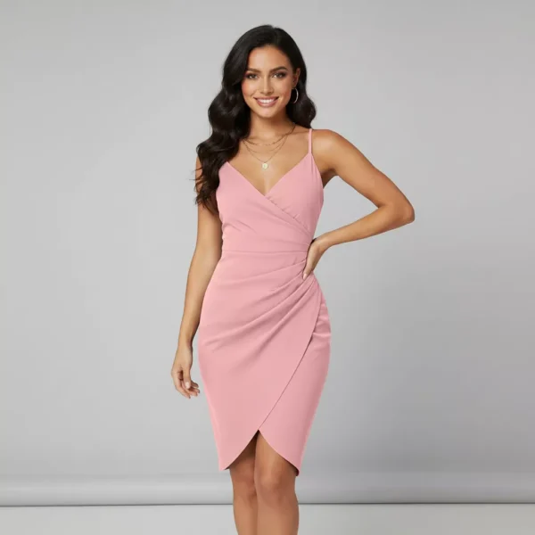 OWIN Women’s Sexy V Neck Spaghetti Strap Ruched Bodycon Party Night Club Dress (5) OWIN Women's Sexy V Neck Spaghetti Strap Ruched Bodycon Party Night Club Dress