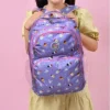 Stylish 17-Inch Printed Backpack – Durable & Lightweight (Purple & Blue)