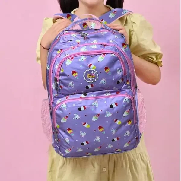 Stylish 17-Inch Printed Backpack – Durable & Lightweight (Purple & Blue)