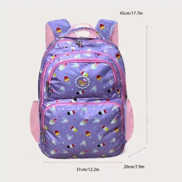 Stylish 17-Inch Printed Backpack – Durable & Lightweight (Purple & Blue)