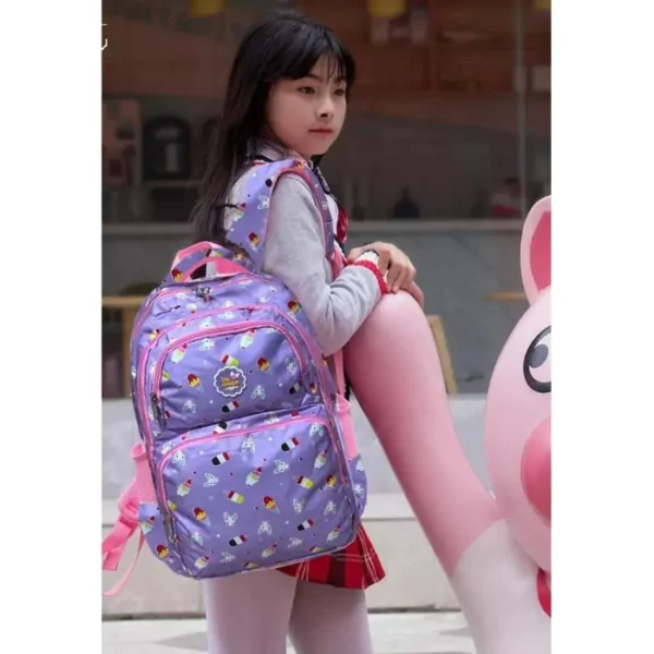 Stylish 17-Inch Printed Backpack – Durable & Lightweight (Purple & Blue)