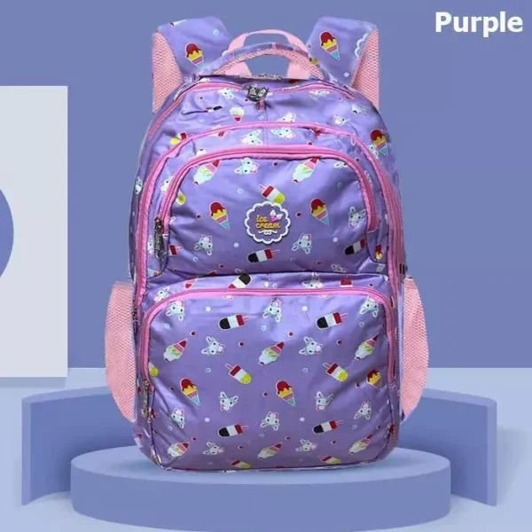 Stylish 17-Inch Printed Backpack – Durable & Lightweight (Purple & Blue)