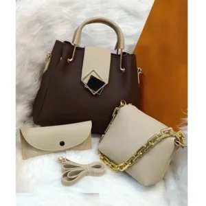 PU Leather Textured Shoulder Bag 3 Piece Set