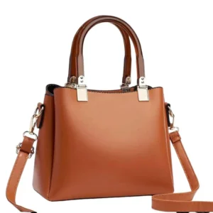 Chic Women’s Plain Leather Shoulder Bag (Brown) (1)