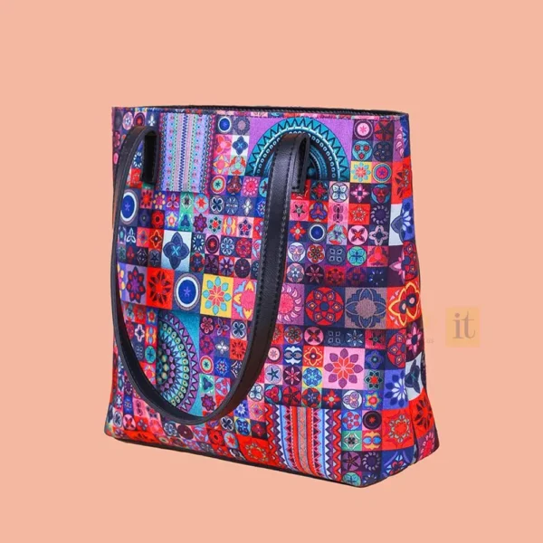 Trendy Multicolor Printed PU Leather Shoulder Bag for Women