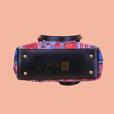 Trendy Multicolor Printed PU Leather Shoulder Bag for Women