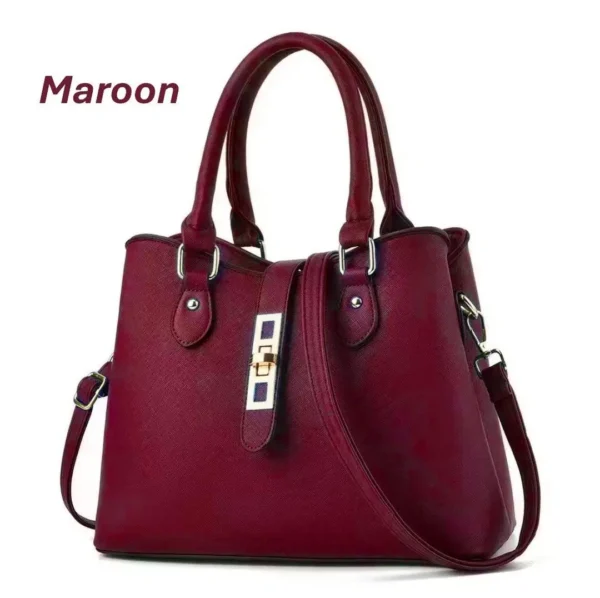 Trendy Women's Rexine Handbag with Lock & Top Handle