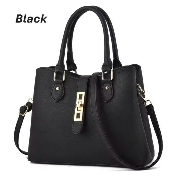 Trendy Women's Rexine Handbag with Lock & Top Handle