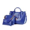 3-Piece Women’s PU Leather Hand Bag Set – Plain Pattern, Top Handle
