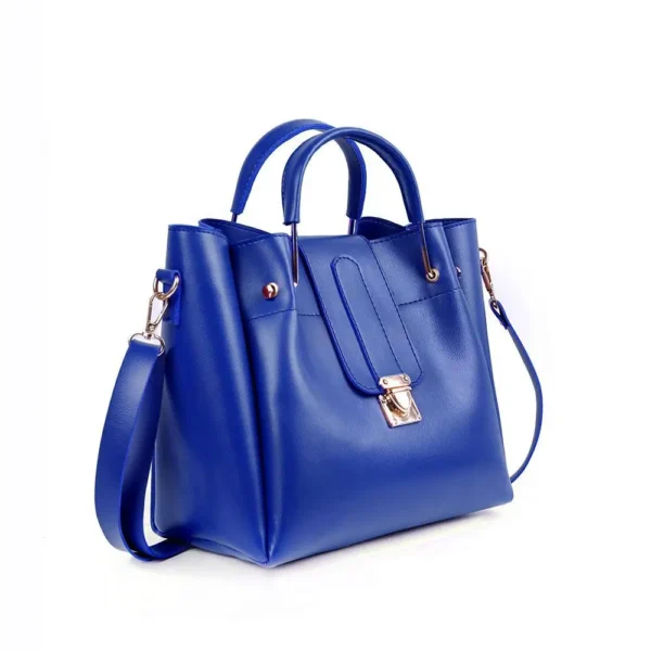 3-Piece Women’s PU Leather Hand Bag Set – Plain Pattern, Top Handle