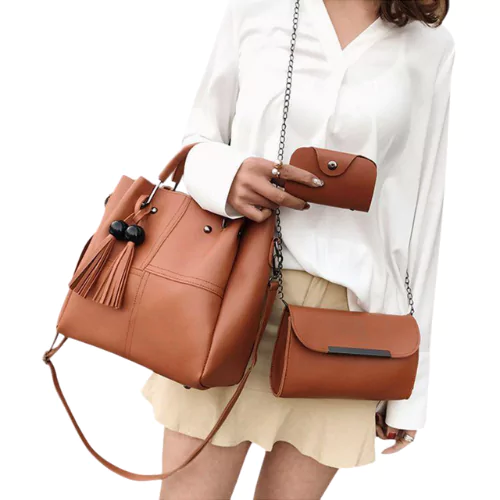 3-Piece Women's PU Leather Handbag Set